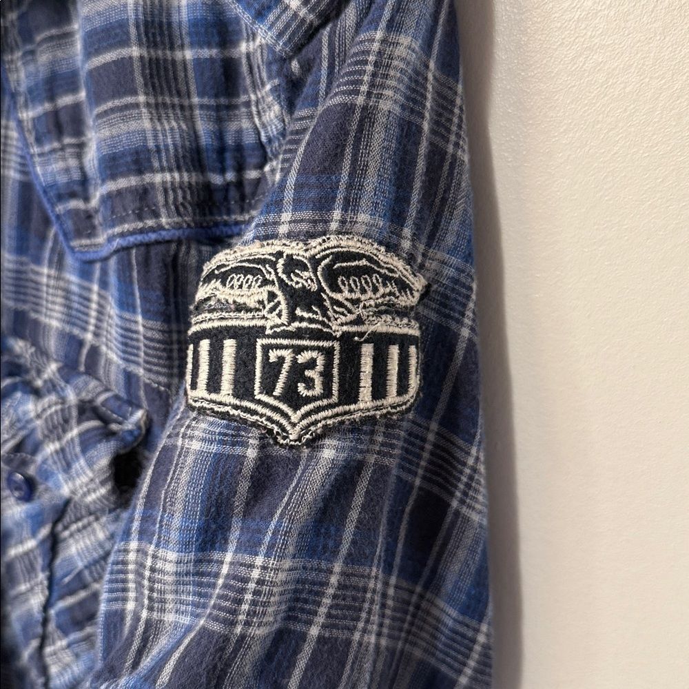 Buffalo David Bitton Navy Plaid Button Down Shirt Mens Size M - Picture 7 of 10